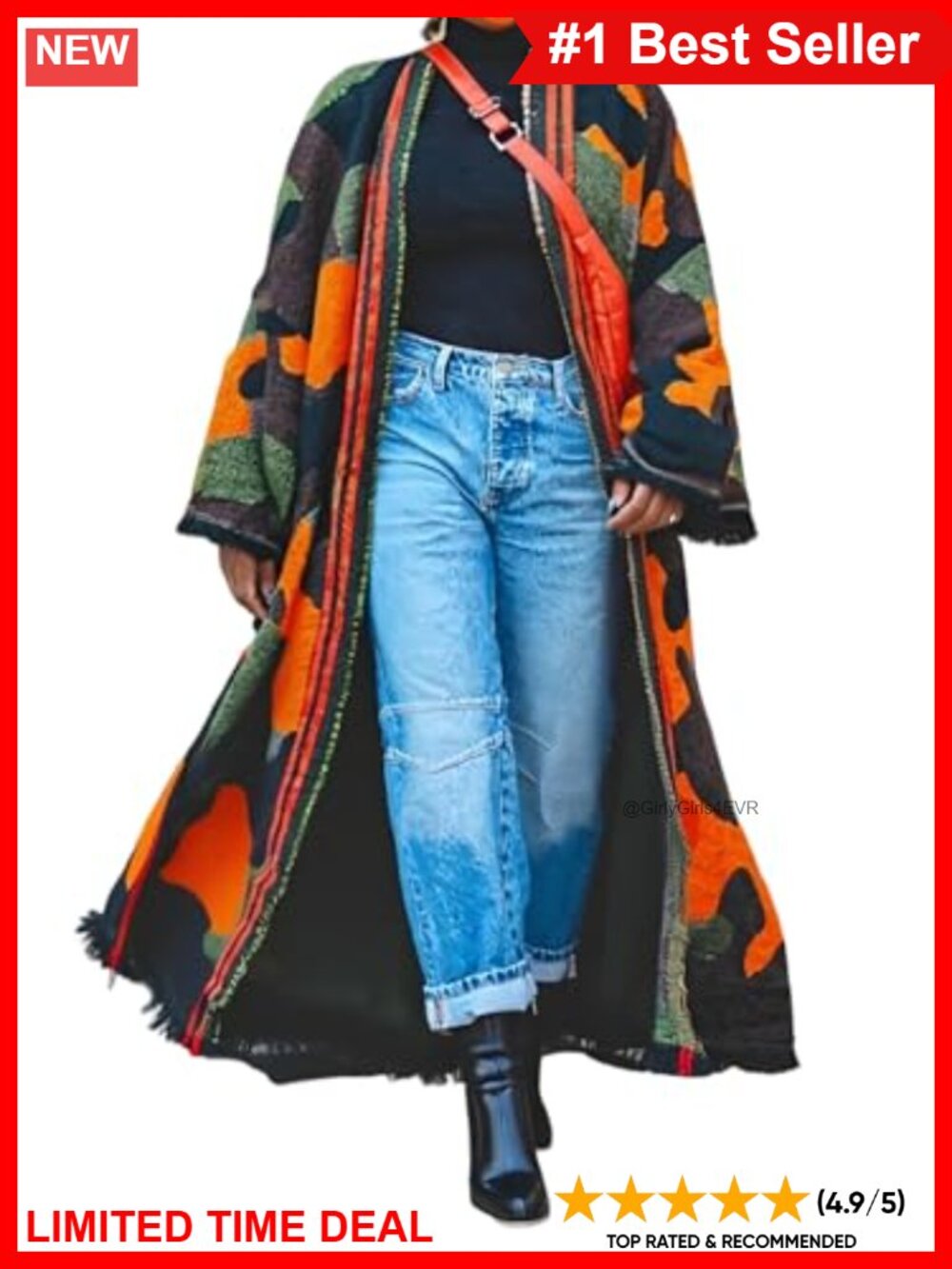 Open Front Fringe Knit Long Cardigan Duster Sweater